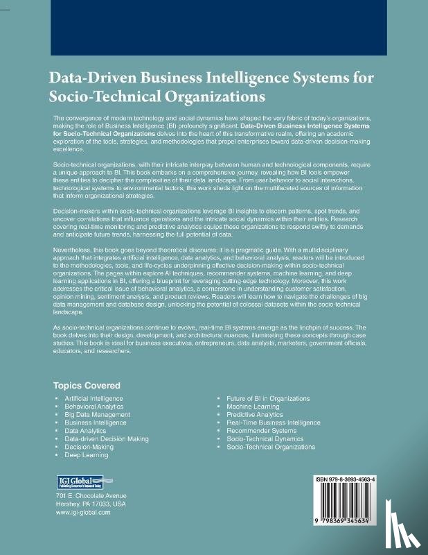  - Data-Driven Business Intelligence Systems for Socio-Technical Organizations