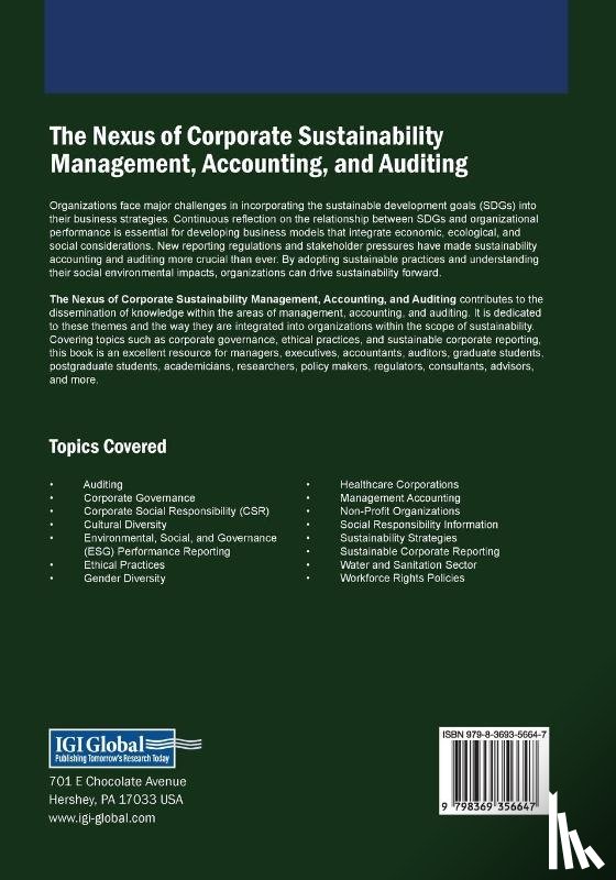  - The Nexus of Corporate Sustainability Management, Accounting, and Auditing
