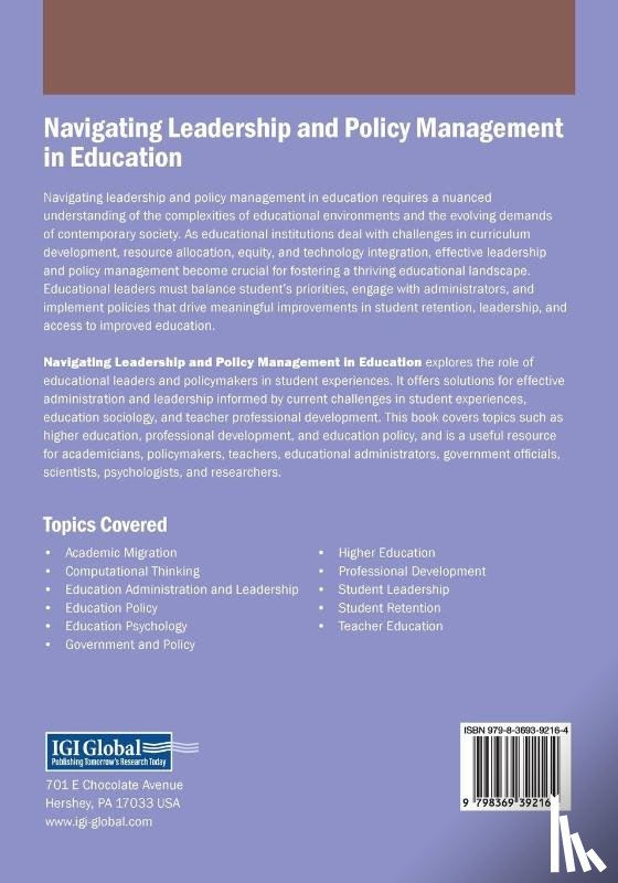  - Navigating Leadership and Policy Management in Education