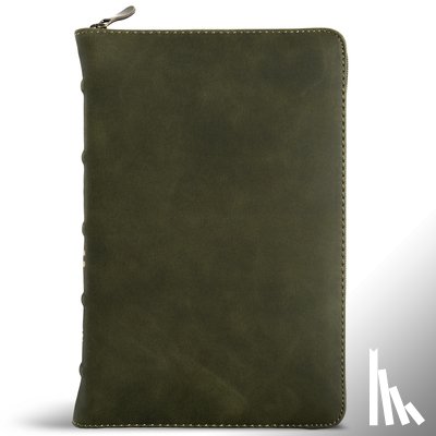Csb Bibles by Holman - CSB Personal Size Bible, Holman Handcrafted Collection, Zipper Closure, Marbled Olive Premium Calfskin