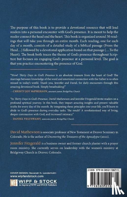 Mathewson, David L., Fitzgerald, Jennifer J. - Thirty Days in God's Presence