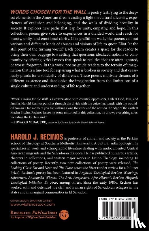 Recinos, Harold J. - Words Chosen for the Wall