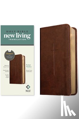 Translation, New Living - NLT Pocket Thinline Bible, Filament Enabled (LeatherLike, Brown Cross, Red Letter)