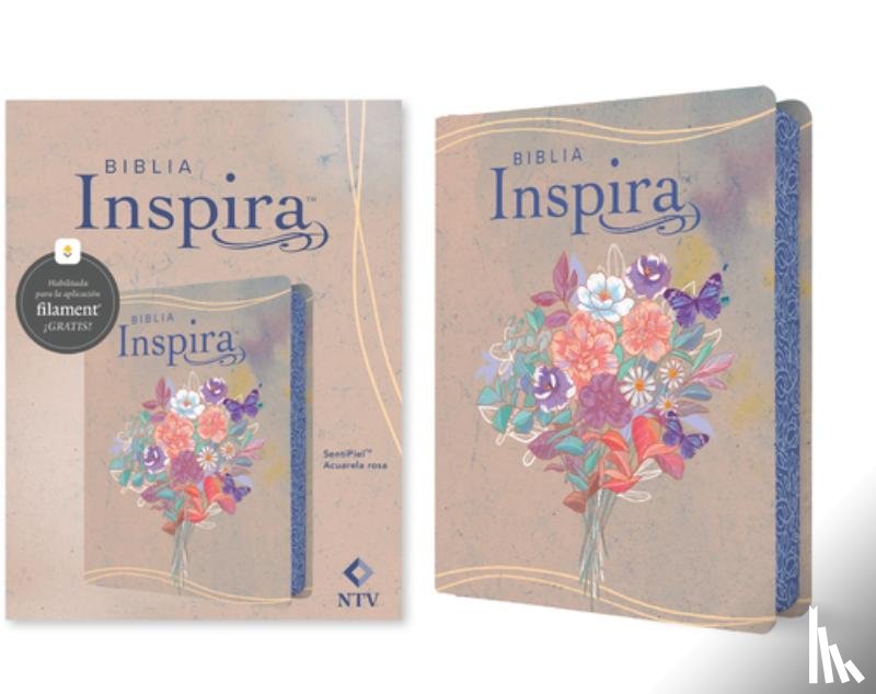 Tyndale - Biblia Inspira NTV con Filament (SentiPiel, Acuarela rosa)
