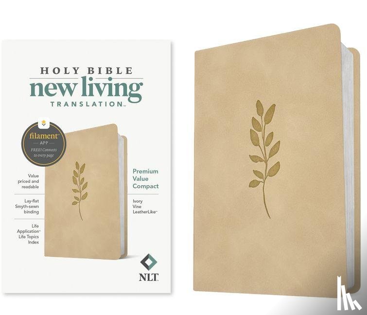Translation, New Living - NLT Premium Value Compact Bible, Filament Enabled (LeatherLike, Ivory Vine)