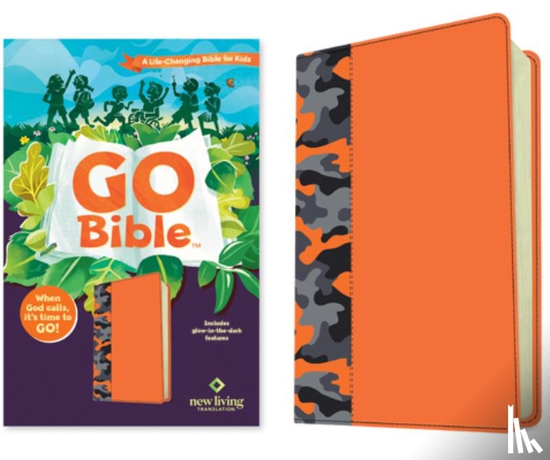 Translation, New Living - NLT GO Bible for Kids (with Glow-in-the-Dark Features) (LeatherLike, Orange Camo)