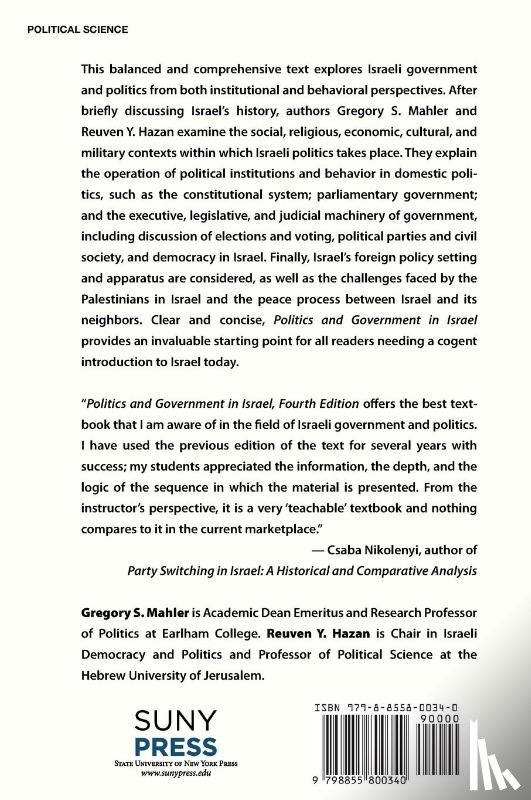 Mahler, Gregory S., Hazan, Reuven Y. - Politics and Government in Israel