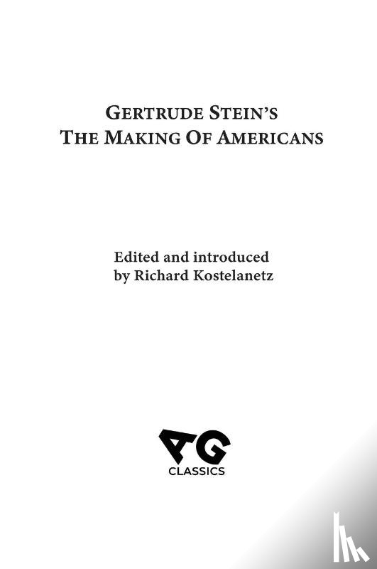 Stein, Gertrude - The Making of Americans