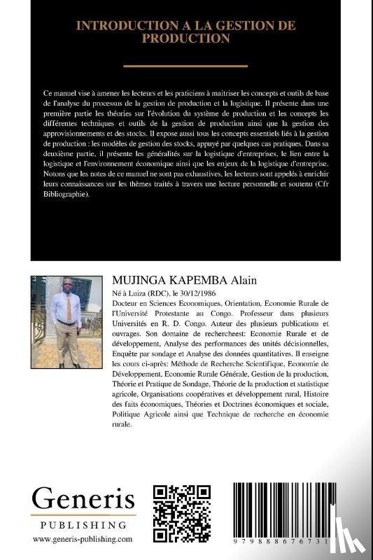 Jean-Claude, Nkashama M., Kapemba Alain, Mujinga - Jean-Claude, N: INTRODUCTION A LA GESTION DE PRODUCTION