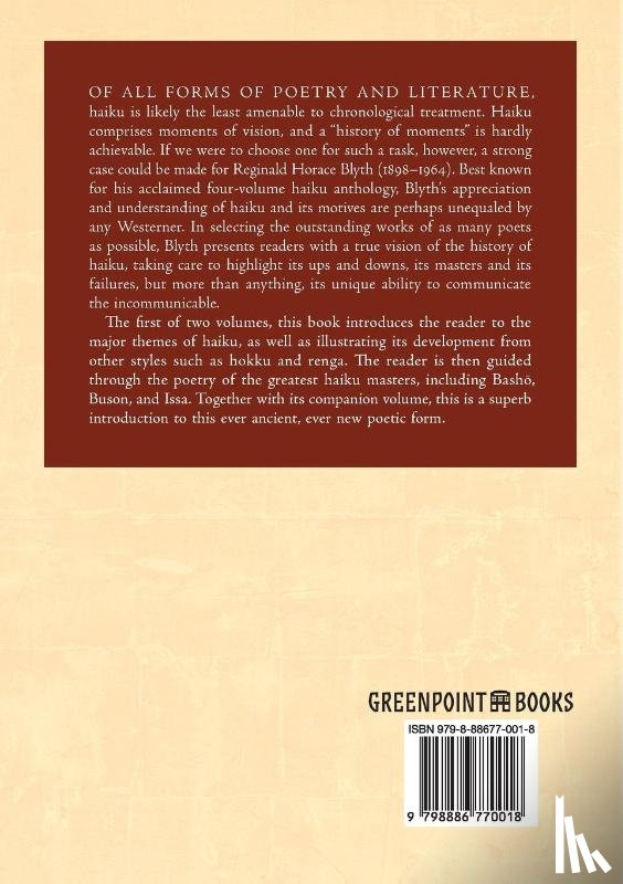 Blyth, R H - A History of Haiku (Volume One)