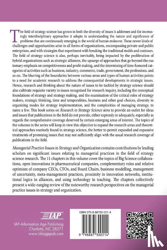  - Managerial Practice Issues in Strategy and Organization