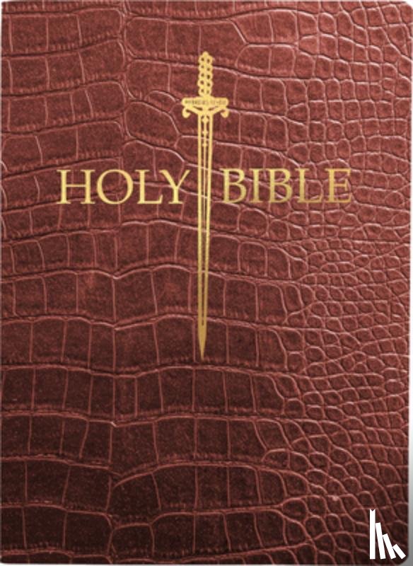 Whitaker House - KJV Sword Bible, Large Print, Walnut Alligator Bonded Leather, Thumb Index: (Red Letter, Burgundy, 1611 Version)