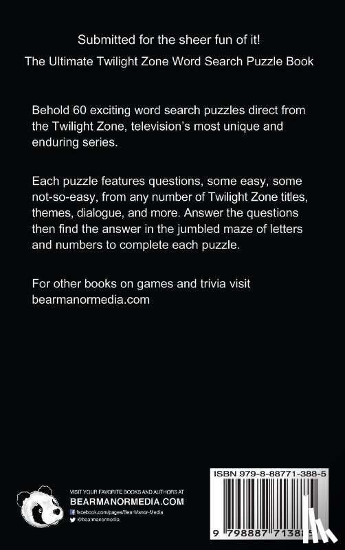 Devoe, Bill - The Ultimate Twilight Zone Word Search Puzzle Book (hardback)