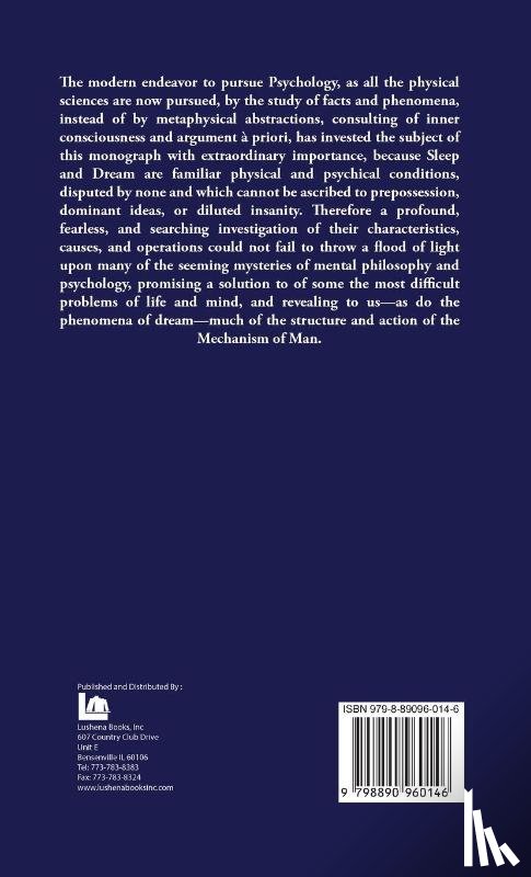 Edward W. Cox - A Monograph on Sleep and Dream Their Physiology and Psychology