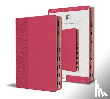 King James Version - KJV Holy Bible, Large Print Medium Format, Fuchsia Faux Leather W/Ribbon Marker, Red Letter, Thumb Index