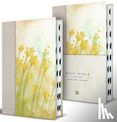 King James Version - KJV Holy Bible, Giant Print Large Format, Hardcover Yellow with Flowers with Ribbon Marker, Red Letter, and Thumb Index