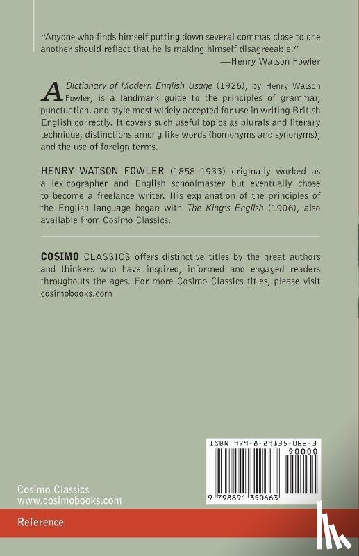 Fowler, Henry Watson - A Dictionary of Modern English Usage