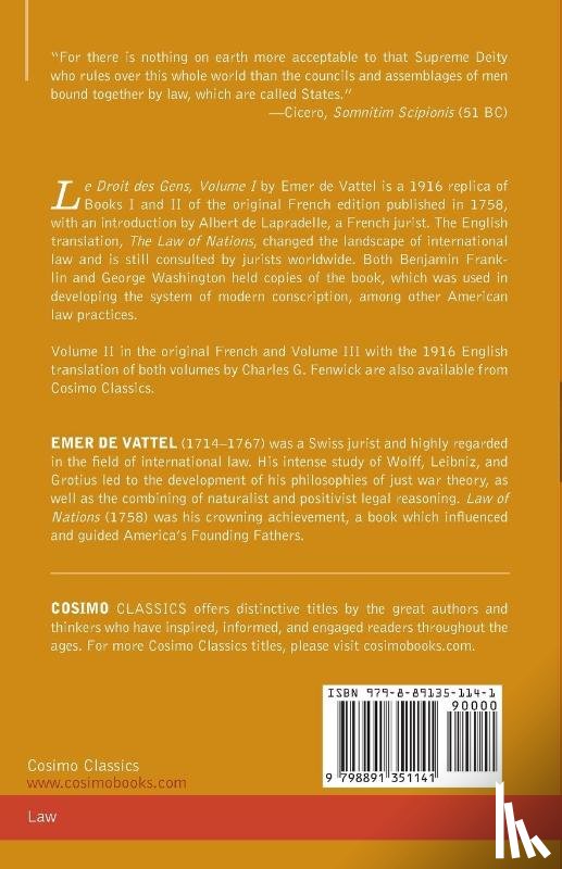 De Vattel, Emer - Le Droit des Gens, Tome I (en Trois Tomes)