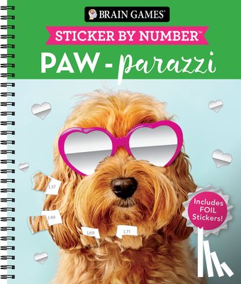 Publications International Ltd - Brain Games - Sticker by Number: Paw-Parazzi (24 Images to Sticker): Includes 2 Foil Sticker Sheets to Complete Each Image!