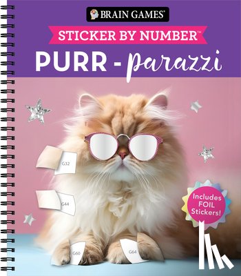 Publications International Ltd - Brain Games - Sticker by Number: Purr-Parazzi (24 Images to Sticker): Includes 2 Foil Sticker Sheets to Complete Each Image!