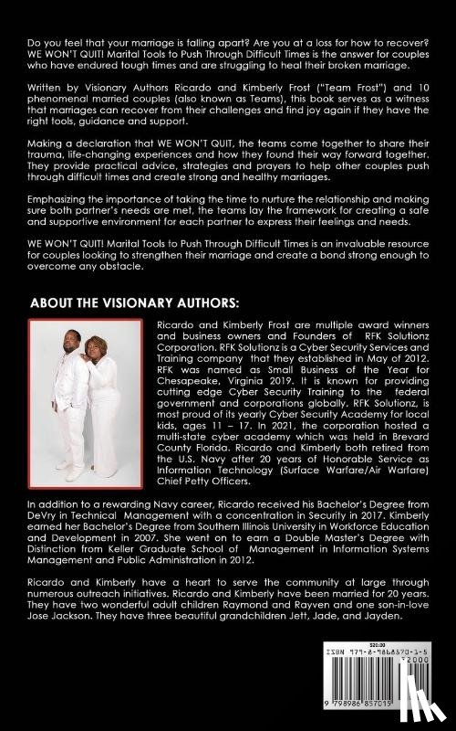 Frost, Ricardo, Frost, Kimberly - We Won't Quit