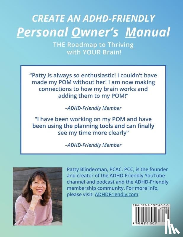 Blinderman, Patty - Create An ADHD-Friendly Personal Owner's Manual