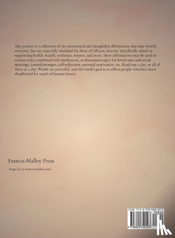 Francis-Malloy, Erin - 365 Powerful Affirmations for Black Men, Women, and Children