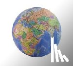  - Opblaasbare globe / evenwichtsbal 3D cartogr. dia.75 cm