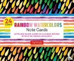 Tuttle Studio - Rainbow Watercolors Note Cards, 24 Blank Cards: 8 Unique Designs with 25 Patterned Envelopes