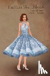 Sketchbooks, Fashion Template - Fashion Sketchbook Figure Drawing Poses for Designers: Small sized sketchbook with fashion sketch templates and 1950s vintage blue dress illustration