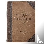 Christian Art Gifts - Classic Faux Leather Journal Strong and Courageous Joshua 1:9 Bible Verse Antiqued Brown Inspirational Notebook, Lined Pages W/Scripture, Ribbon Marke
