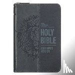 Christian Art Gifts - KJV Bible Pocket W/Zip Faux Leather, Black/Gray