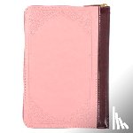  - KJV Holy Bible, Compact Faux Leather Red Letter Edition - Ribbon Marker, King James Version, Pink/Burgundy, Zipper Closure