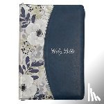 Christian Art Gifts - KJV Holy Bible, Thinline Large Print Faux Leather Red Letter Edition Thumb Index Ribbon Marker, King James Version, Blue Printed Floral, Zipper Closur