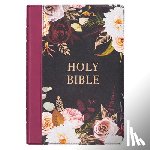 Christian Art Gifts - KJV Bible Thinline Large Print (Faux Leather, Black Floral Printed/Burgundy)