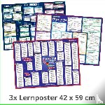 Fischer, Henry, Hunstein, Philipp - mindmemo Lernposter 3er Set - Englisch ZEITEN + WORTARTEN + GRUNDWORTSCHATZ lernen Grammatik verständlich erklärt Grundwissen Lernhilfe Zusammenfassung 3x Lernübersicht DIN A2