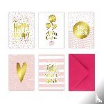 Wirth, Lisa - 5 Geburtstagskarten im Set inkl. Umschläge in pink. Rosa Glückwunschkarten zum in DIN A6 mit edler Folienprägung in Gold. Klappkarten zum Geburtstag, Hochzeit, Geburt, Firmung, Konfirmation