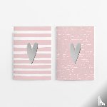 Wirth, Lisa - 2er Set Notizheft DIN A5 (blanko) in rosa mit 2 verschiedenen Herz-Motiven und jeweils 40 Seiten in weiß mit 120 g Papier. Vorderseite mit hochwertiger Silberfolien-Veredelung.