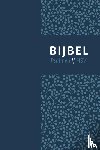  - Bijbel (HSV) met psalmen - blauw leer met zilversnee en duimgrepen