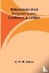 H. W. Johns, C. - Babylonian and Assyrian Laws, Contracts and Letters