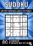 Puzzlebücher, Sudoku - Sudoku extra grosse Buchstaben - 80 Sudokus einfach bis schwer - Rätselheft für Sehbehinderte und ältere Menschen - 80 Rätseln inklusive Erklärung und Lösungen (A4 Format)