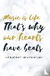 Books, Gold Arts - Music is life that's why our hearts have beats - muziekschrift met notenbalken - Muziekpapier met notenschrift