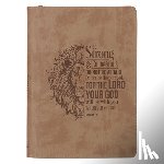 Christian Art Gifts - Journal Classic Zip Brown Strong and Courageous Josh. 1:9